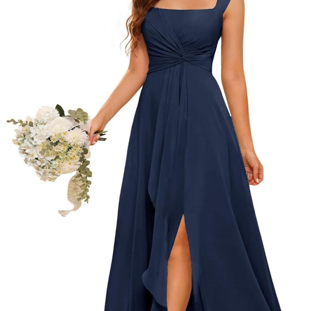 Chiffon Navy Blue Jr. Bridesmaid Dress